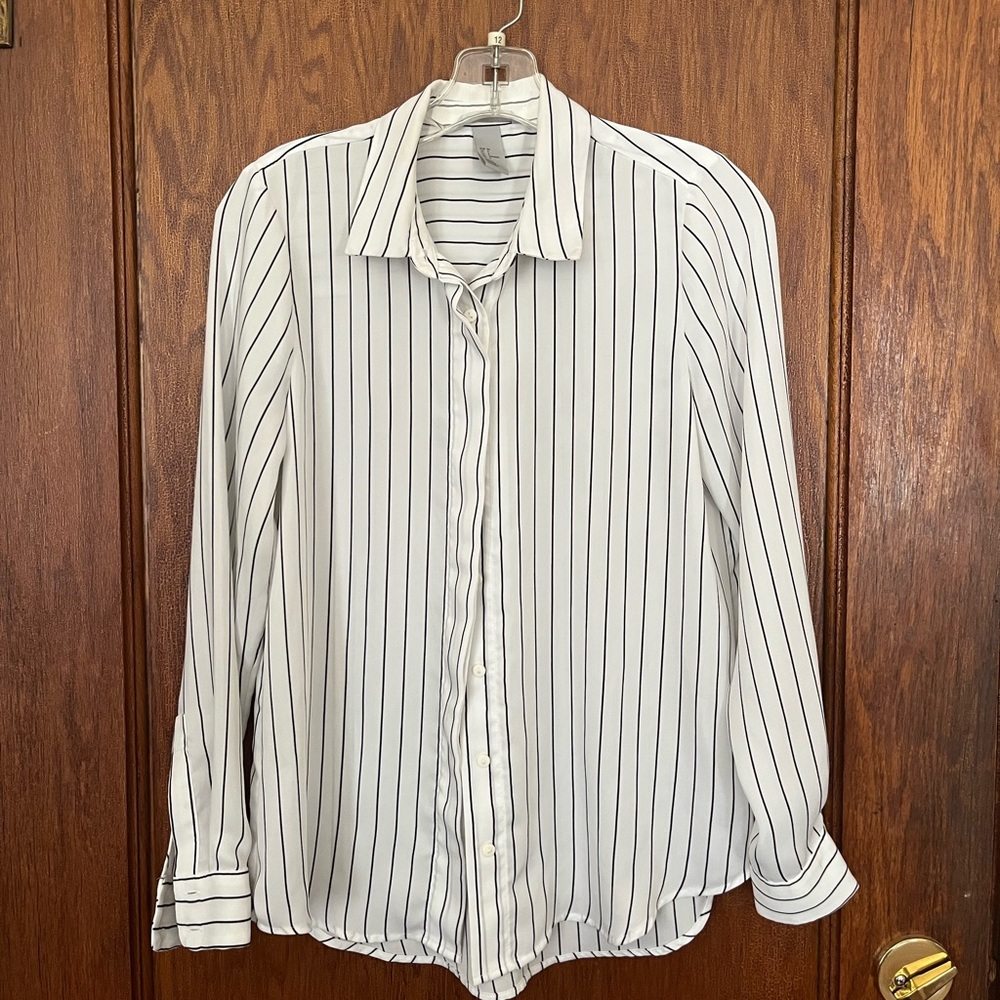 H&M Black and White Striped Blouse